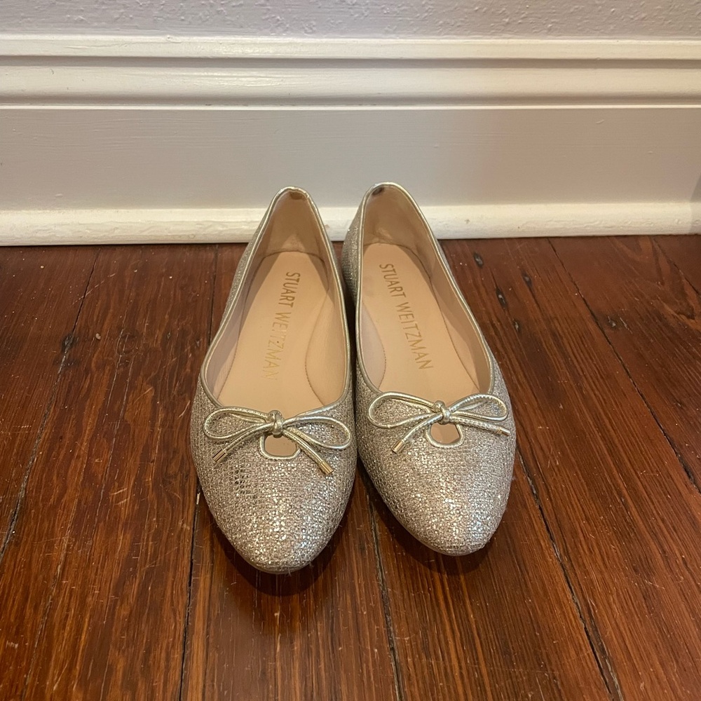 Stuart Weitzman gold ballet flats. Worn once